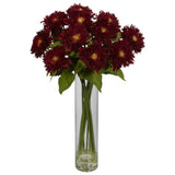 LARGE ARTIFICIAL SILK RED SUNFLOWER FLORAL FLOWER ARRANGEMENT w/ CLEAR VASE Sunflower