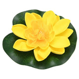 1-Set Artificial Foam Lotus Flower with Water Lily Pad, 4" [Yellow] Lily