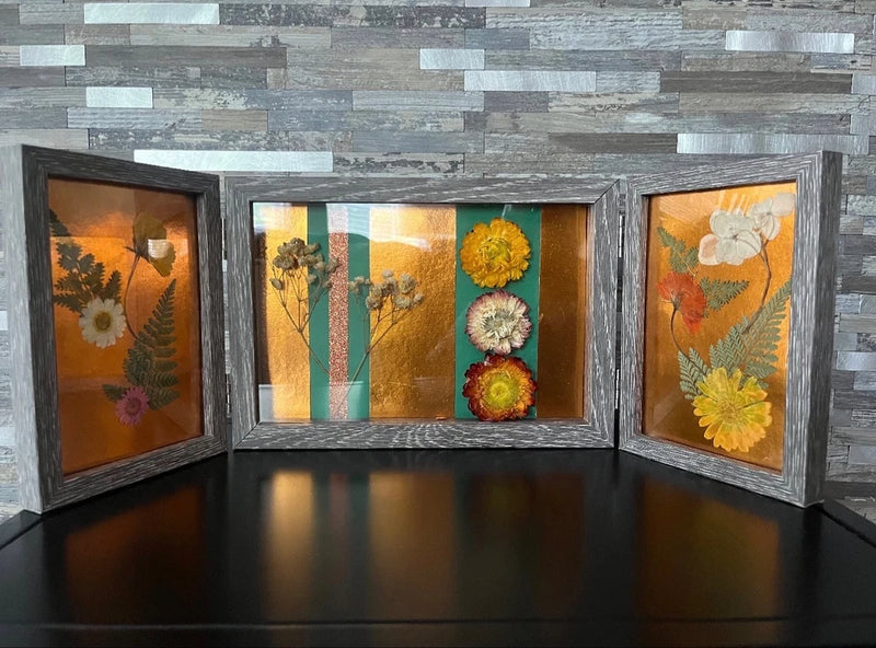 Dried flower Art Trifold Picture Frame Art Dried Flower