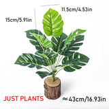 43cm 12 Forks Artificial Monstera Tree Green Fake Plants Plastic Evergreen Green Plant