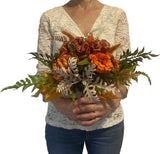 Bridal Wedding Bouquet Handmade Budget Friendly Faux Flowers Orange Red Fall Bouquet