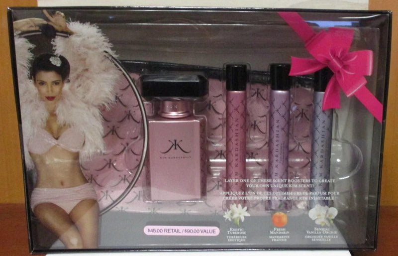Kim Kardashian Gift Set for Women W Cosmetic Bag 5 Piece EDP
