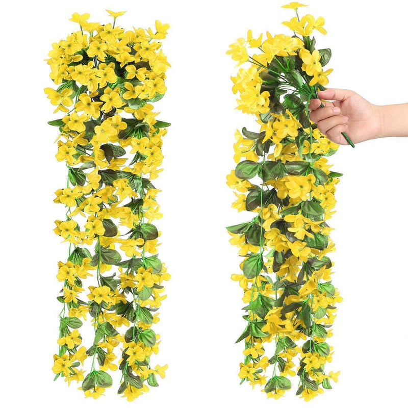LOT Artificial Violet Flowers Fake Plants Decor Hanging Outdoor Home Yard Garden Green Plant