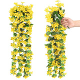 LOT Artificial Violet Flowers Fake Plants Decor Hanging Outdoor Home Yard Garden Green Plant