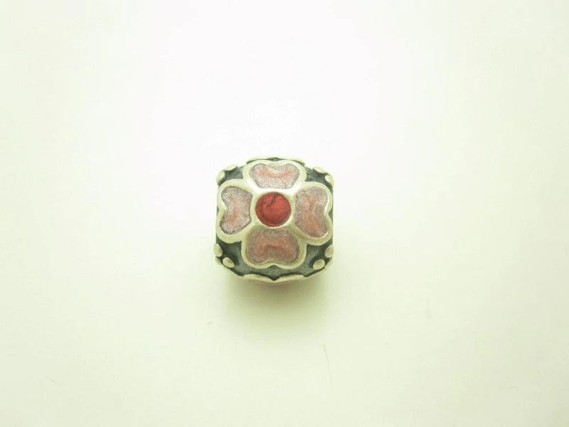 Pandora Sterling Silver Red Pink Enamel Daisy Flower Charm Daisies