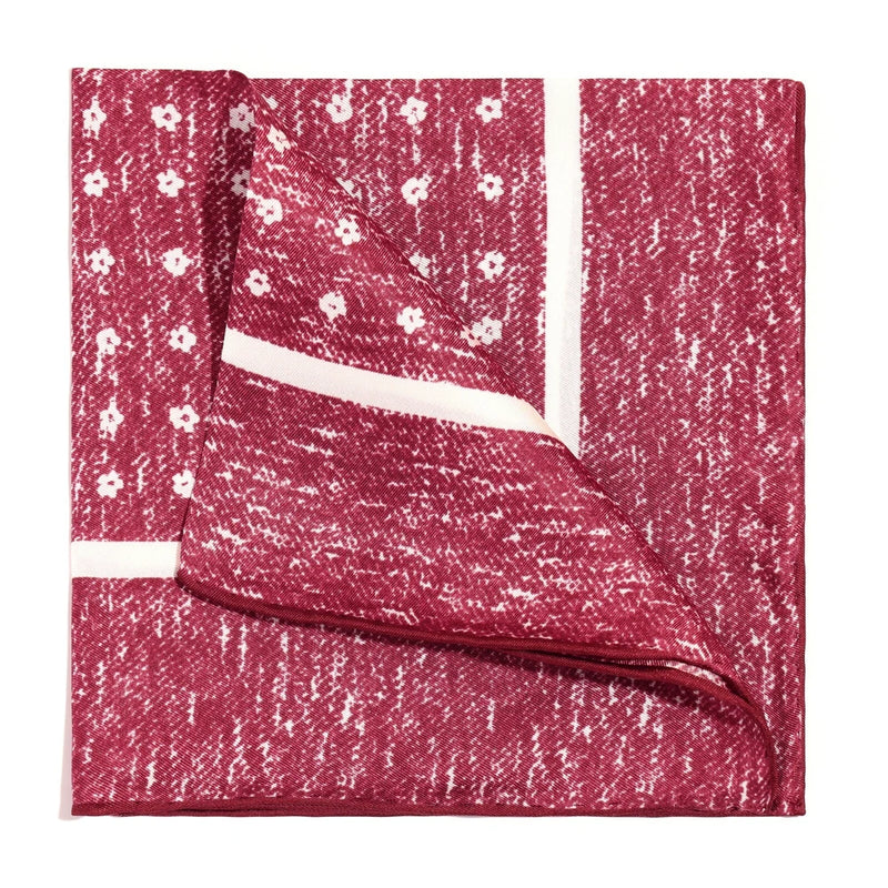 100%Silk Men's Pocket Square Red Daisy Broken Flower Handkerchief 11.8in 30cm Daisies