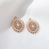 2pcs CZ Pave Horse Eye Charm,Cubic Zirconia Sun Flower Pendant,Zircon Flower Sunflower