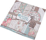 Stamperia International Pack 10 Sheets Double face-Roses, lace and Wood, 12" Roses