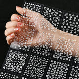 10Sheets Nail Art Sticker Decal Pure White Daisy Flower Lace Slider Manicure NH9 Daisies