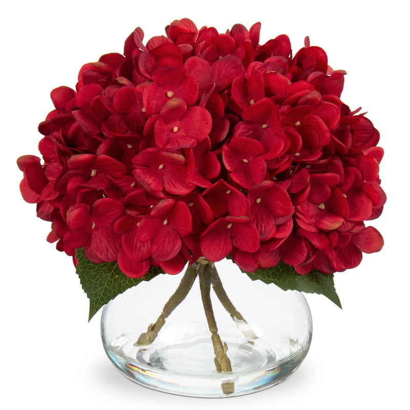 Hydrangea Artificial Flowers in Vase Red Silk Fall Fake Flowers Arrangements ... Hydrangea