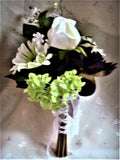 NWT Studio His & Hers Purple Wedding Bouquet & Garter Bouquet