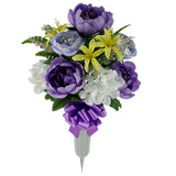 20.5in Outdoor Artificial Peony Flowers in Vase Purple Color Peony