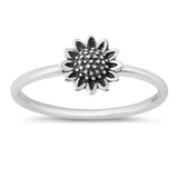 Sunflower Oxidized Band Knuckle Ring 925 Sterling Silver Size 4-12 NEW Sunflower