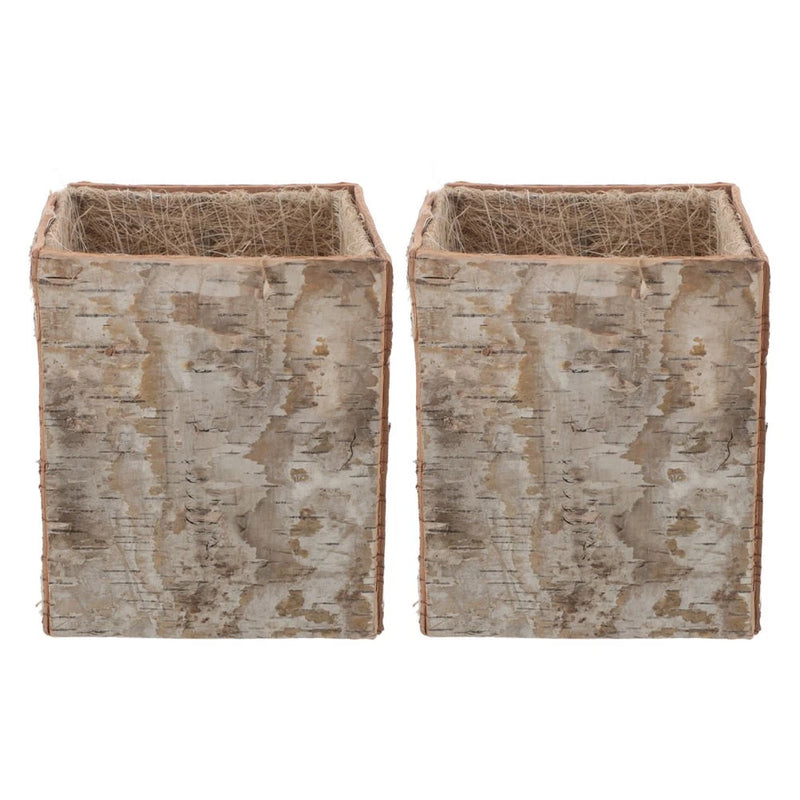 2 Pcs Birch Bark Flower Bucket Pot Plant Pots Indoor Tree Planter Garden Plants