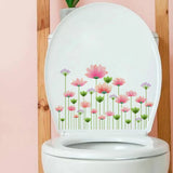 Green Pink Flowers Decor Sticker Bathroom Toilet Seat Decoration Lotus Decals Hydrangea