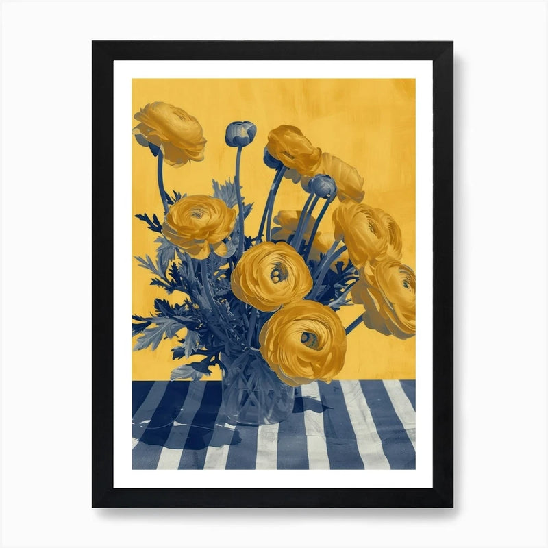 Ranunculus Flowers On A Table   Con Framed Wall Art Poster Canvas Print Picture Ranunculus