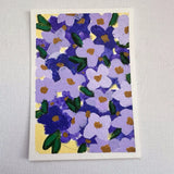 ACEO Original, Abstract Purple Hydrangea, Mini Art Painting, Nature Flower Plant Hydrangea