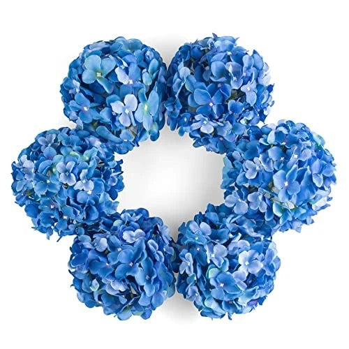 Artificial Hydrangea Silk Flower Heads with Stem Fake Hydrangea Royal Blue Hydrangea