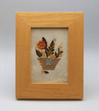 Vintage Pressed Dried Flowers On Natural Paper In Basket Framed Dried Flower