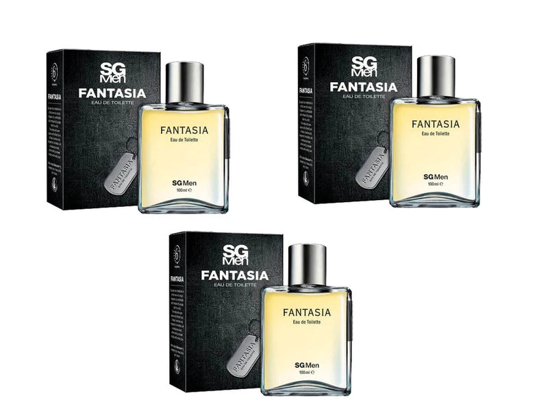 3 x SG Men Eau de Toilette Fantasia Spray Perfume 100ml EDT