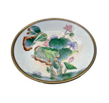 Lotus Lily Pad Flower Brass Bottom Bowl Made in Macau Multicolor Lily