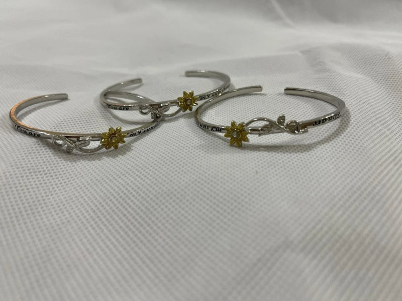 You Are My Sunshine Engraved Bracelet Sunflower Adjustable Open Bangle for Women Sunflower
