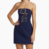 NWT Milly Angel Carnation Cady Dress Sz 2 Blue Mini Lace Garden Floral *Flawed Carnation