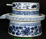 9''Yuan Dynasty Blue White Porcelain Peony Flower Millstone Grinding Tools Peony