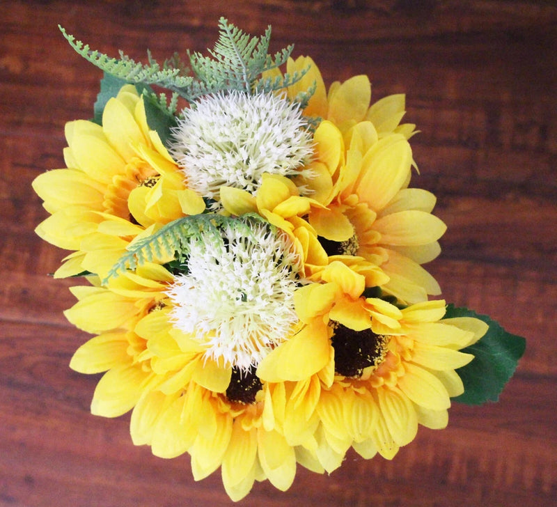 8 Sunflower Dandelion Artificial Silk Rose Flower Bouquet Arrangement Wedding Sunflower