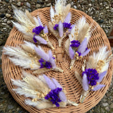 Dried Flowers Boutonnieres Set of 6 for Men Boho Purple Wedding Grooms Dried Flower