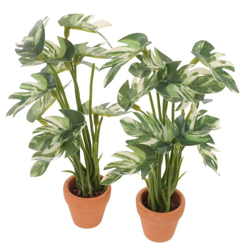 2 Pcs Dollhouse Plants Miniature Aquarium Decor Artificial Simulation Green Green Plant