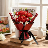 Handmade Crochet Red Rose Flowers Bouquet, Crochet Flower Bouquets for Mother's Bouquet