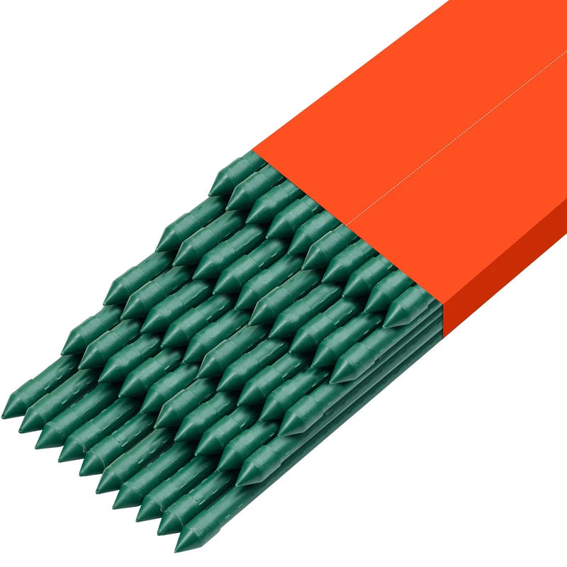 Uimoso Garden Stakes for Plants, 50 Pack, 46-Inch Plastic-Coated Metal Supports Garden Plants