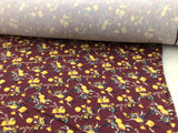 Double Brushed DTY Floral Spandex Stretch Apparel Fabric Burgundy Gold Yellow N4 Flowering Plants
