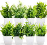 Dekorly Artificial Potted Plants, 8 Pack (Set 0F 8) Green Plant