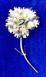VTG Giovanni Carnation Flower Pin Brooch Gold Tone Layered 3D Fashion 3.5