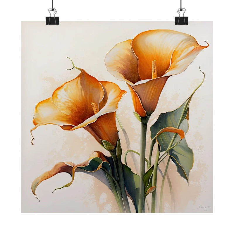 Orange Calla Lilies Flower Art Print, Flower Painting, Flower DŽcor 02 Lily