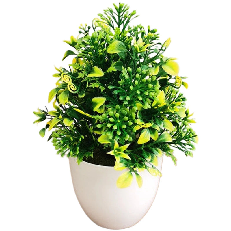 Artificial Lotus Bonsai Plastic Plant with Purple Green Yellow Red Blooms Green Plant
