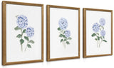 WRFON Blue Hydrangea Framed Wall Art Set of 3, Watercolor Floral Botanical Ca... Hydrangea