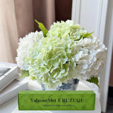 Artificial Hydrangea Flowers 4 Pcs 2 White 2 Light Green 21 inch Long Rod Rea... Hydrangea