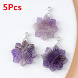 5Pcs 30x7mm Natural Amethyst Carved Snowflake Christmas Sunflower Pendant HT3004 Sunflower
