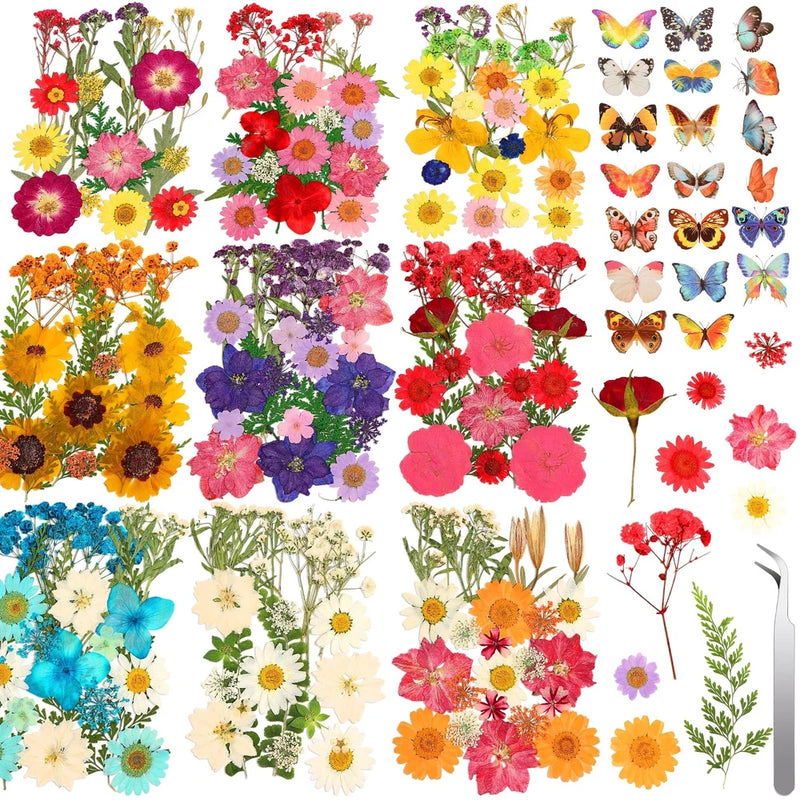 235 Pcs Dried Pressed Flowers for Resin Crafts, DIY Jewelry, Art & Decor Set Hydrangea