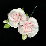 2 NOS Vintage 8 in Faux Pink Roses Millinery Fabric Flowers Hong Kong Excellent Roses
