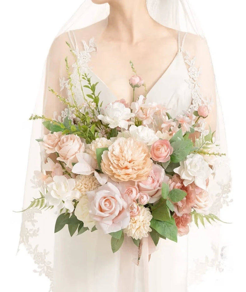 Lings Moment 15 Inch Blush Wedding Bouquet Ranunculus