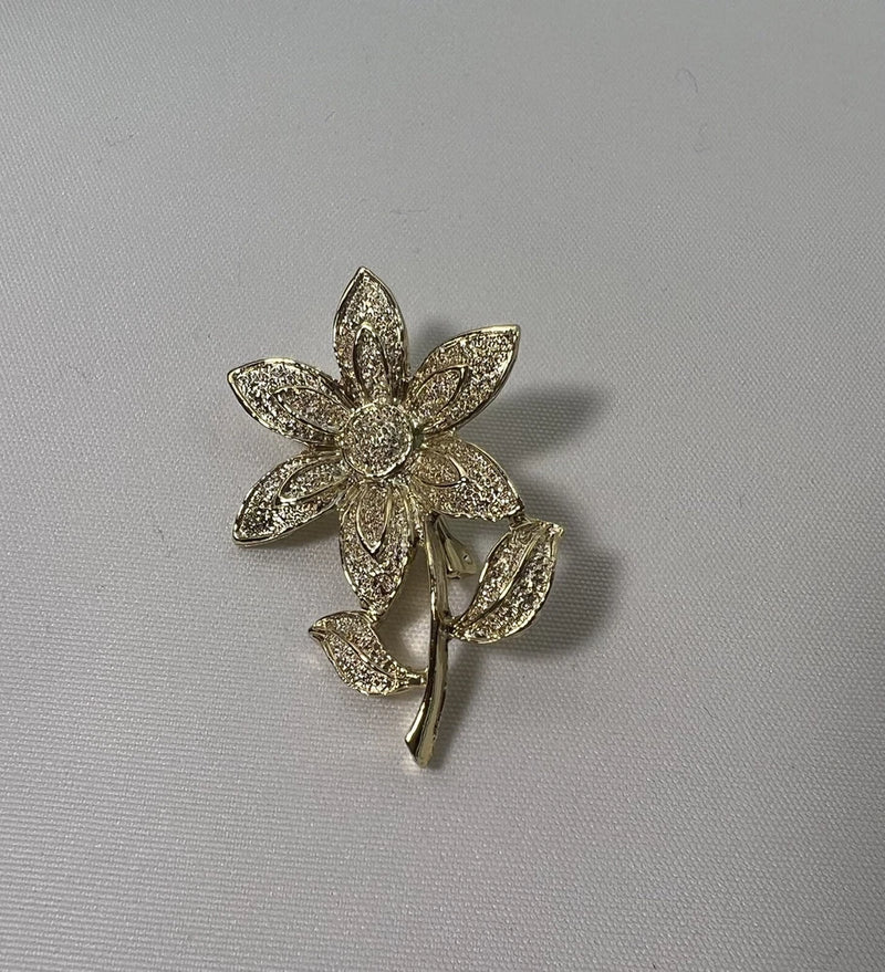 Vintage Gerry's Daisy Brooch Gold-tone Sunflower Metal Flower Stem Spring Summer Sunflower