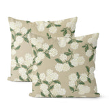 Beige Spring Pillow Covers 20x20 Inch 2 Pcs Khaki Green Hydrangea Flower Deco... Hydrangea