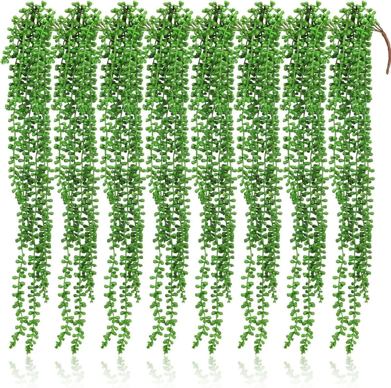 Artificial Succulents Bulk Hanging Plants 24 Inches Large Fake String of Pearls Green Plant