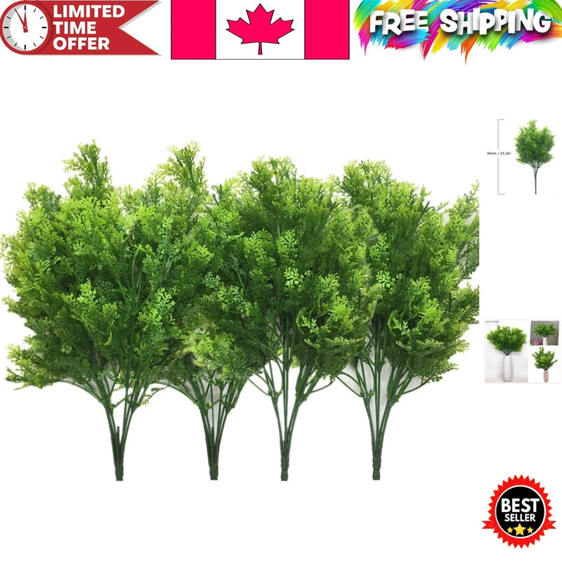 Set of 4 Faux Fern Grass for Stylish Centerpieces - Indoor Outdoor Decoration Green Plant