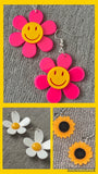 BUY 2 GET 1 FREE Flower & Happy Face Earrings Floral Rose Daisy Tulip Sunflower Sunflower