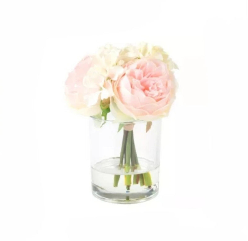 Nature Spring Rose and Hydrangea Faux Floral Arrangement Hydrangea
